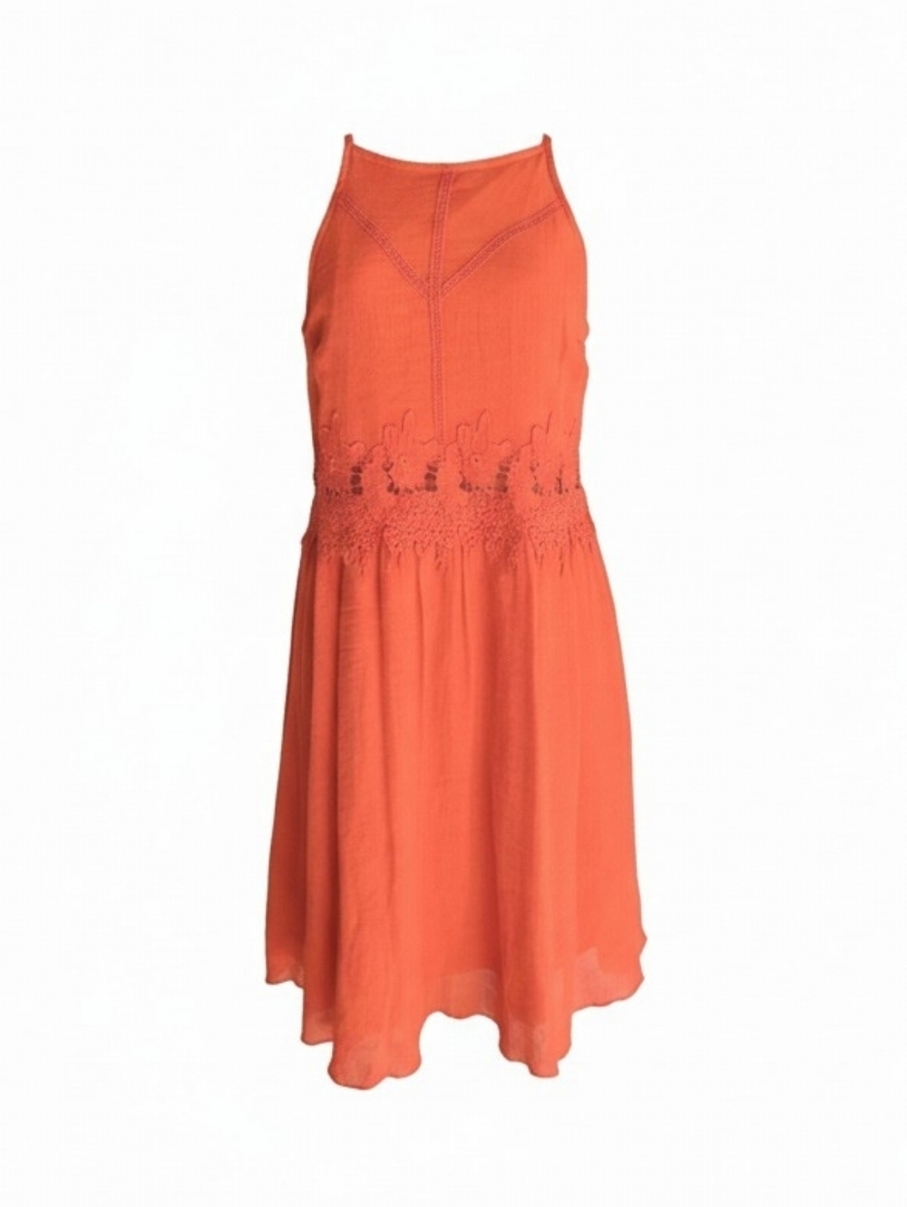 J Gee Orange High Neck Lace Dress Large